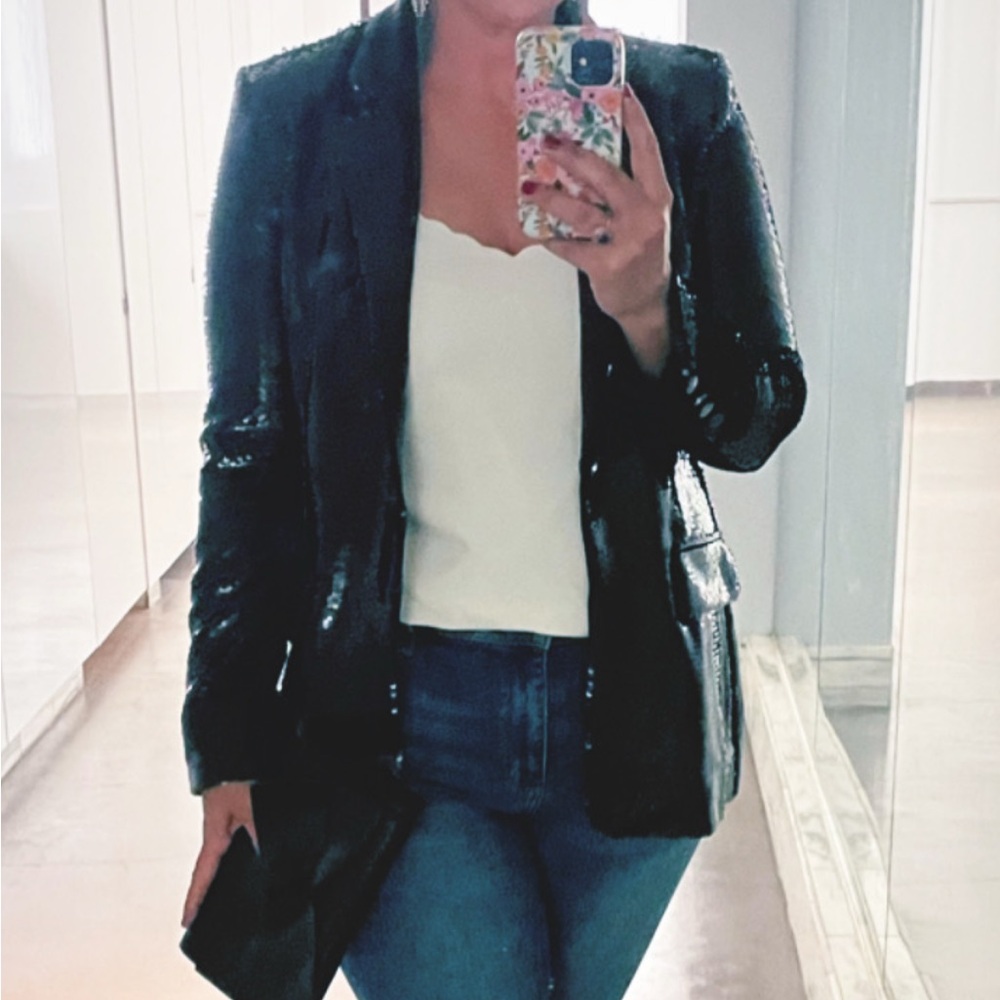 Elie Tahari Black Sequin Jacket